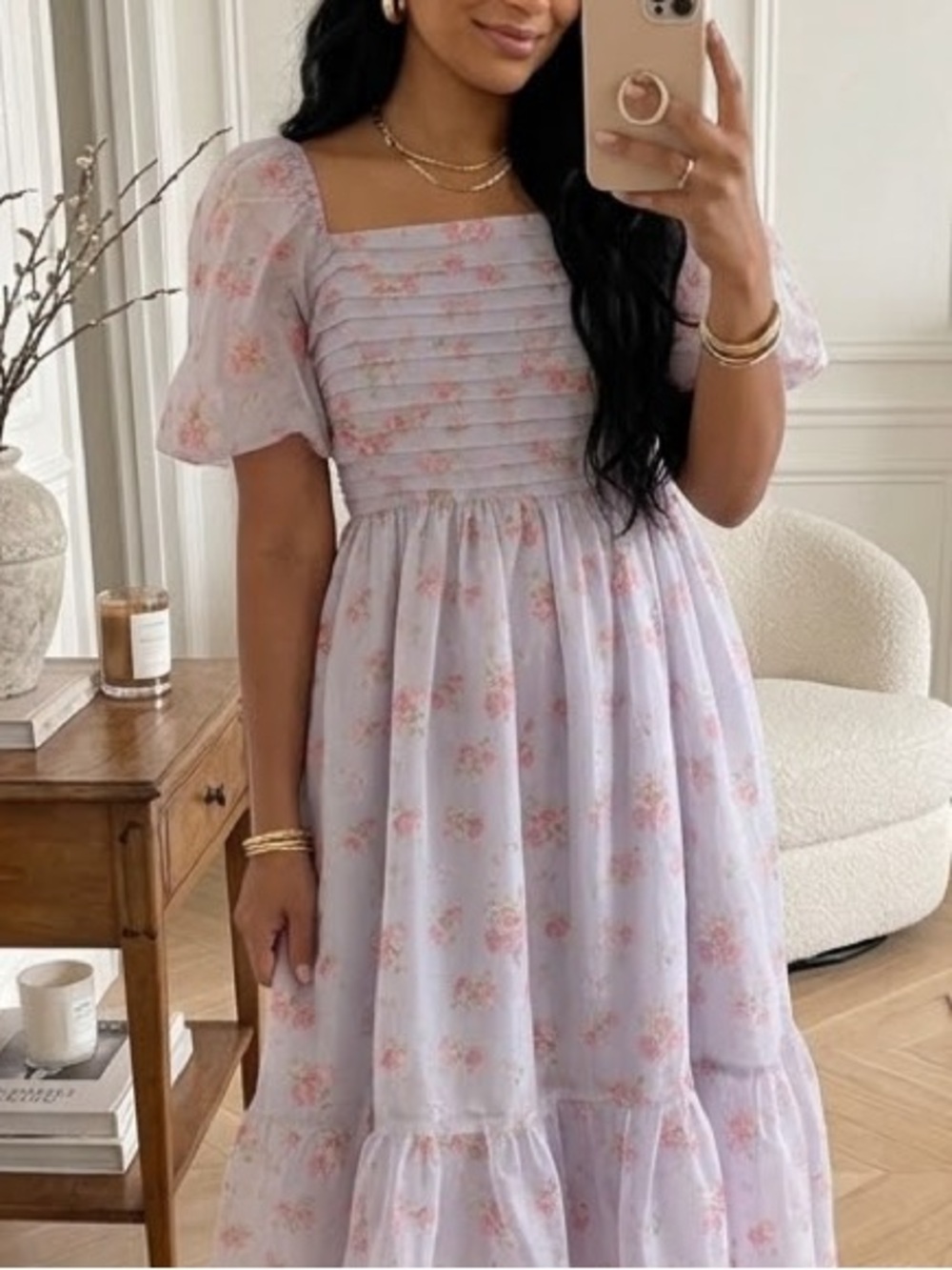 Abercrombie & Fitch Emerson Floral Angel Sleeve Midi Dress Medium Petite